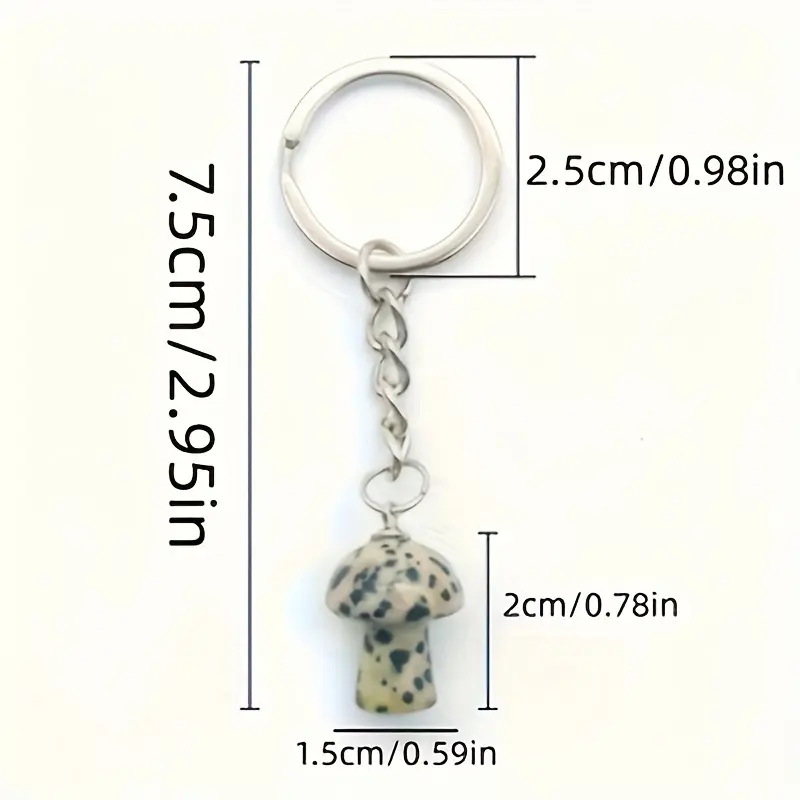 10pcs Natural Stone Mushroom Keychain Bag Pendant Small Gift 3