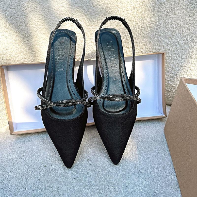 Gạo.Shoes - 35-42 Sục Nữ Quai Hậu Dây Đá Chéo Xoắn X Mũi Nhọn Đế Chống Trơn Trượt GiàY Shoes DéP