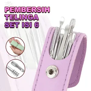 Alat Pembersih Telinga Set 6 in 1 Stainless Steel Mini Pouch Pembersih Kuping Ear Wax Picker ZJ-24