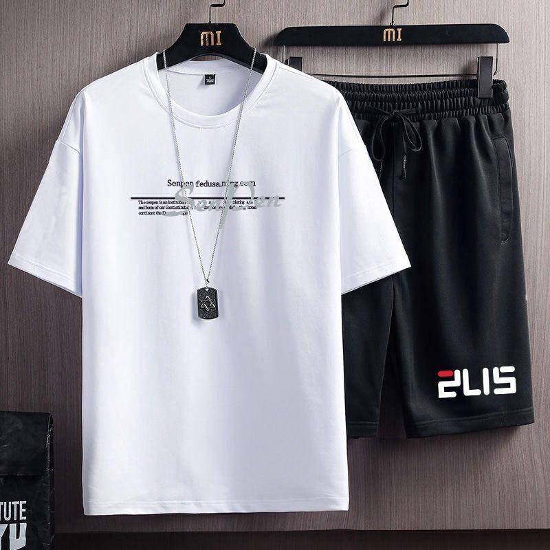 Product Introduction of Summer Men's Sports Suit Men's Korean-Style Fashionable Loose Casual Short-Sleeved Shorts T-shirt Handsome Clothes Men 13