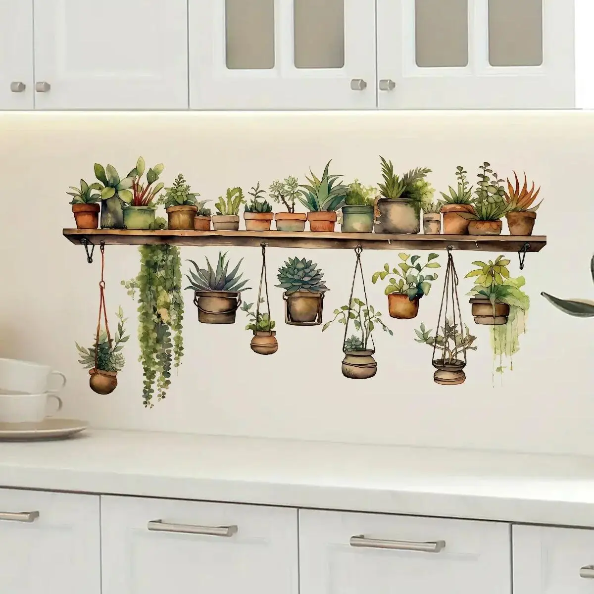 1Pc Flower Shelf Potted Furniture Stickers Home Decor Accessories Living Bedroom Decoration Kids Room Wall Decals