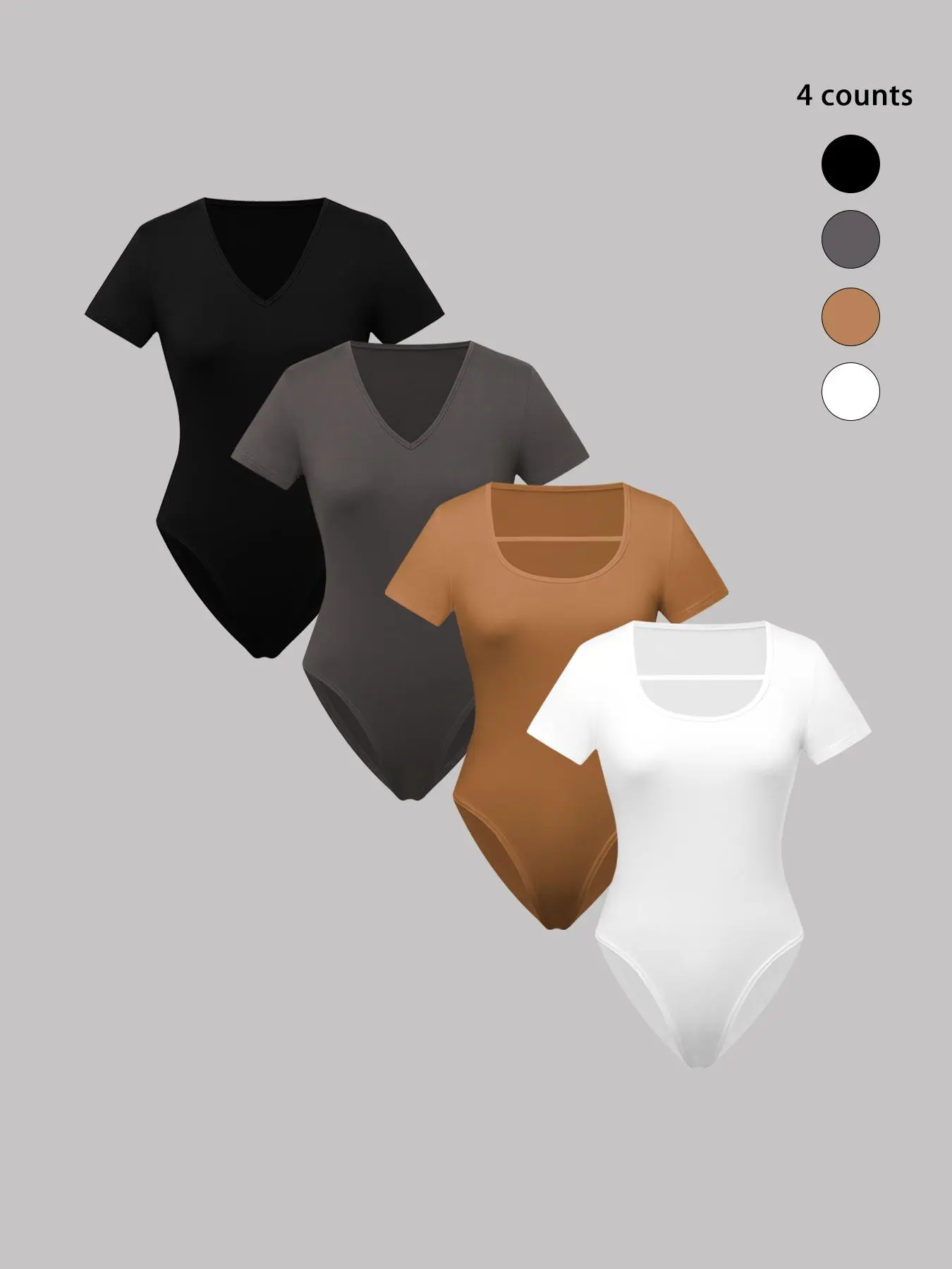 Women's Solid Color Square Neck Bodysuit, Casual Basic Short Sleeve Bodysuit for Summer, Ladies Clothes for Daily Wear