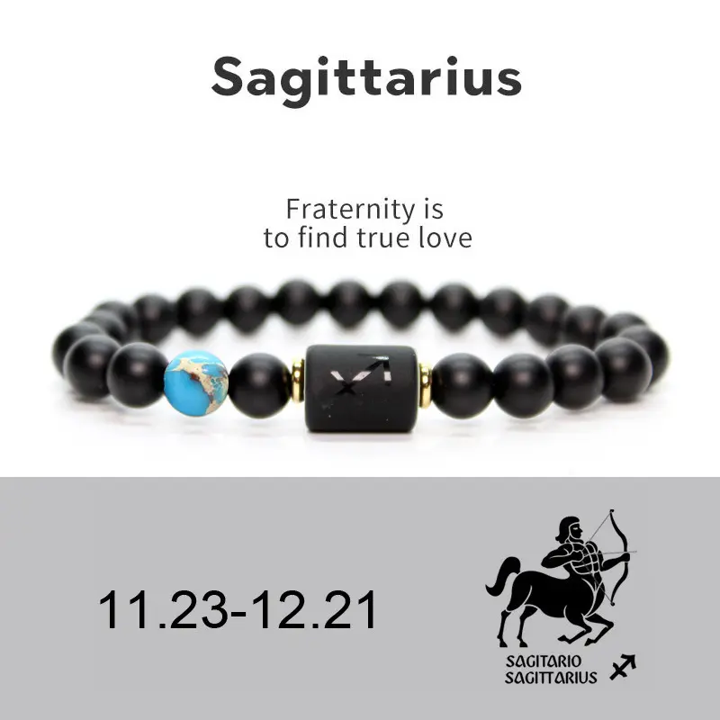 Vòng Tay Hạt Mã Não Đen, Tự Nhiên, Dành Cho Nam Và Nữ, Sagittarius, Scorpio, Libra