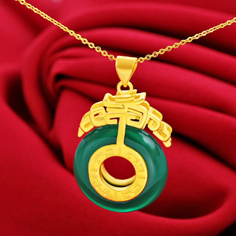 Product Introduction of Mặt Dây Chuyền Vòng Cổ Ngọc Bích, Đồ Trang Sức Vàng Placer, Mạ Vàng, Không Phai Màu, Phụ Kiện Vàng Giả 1
