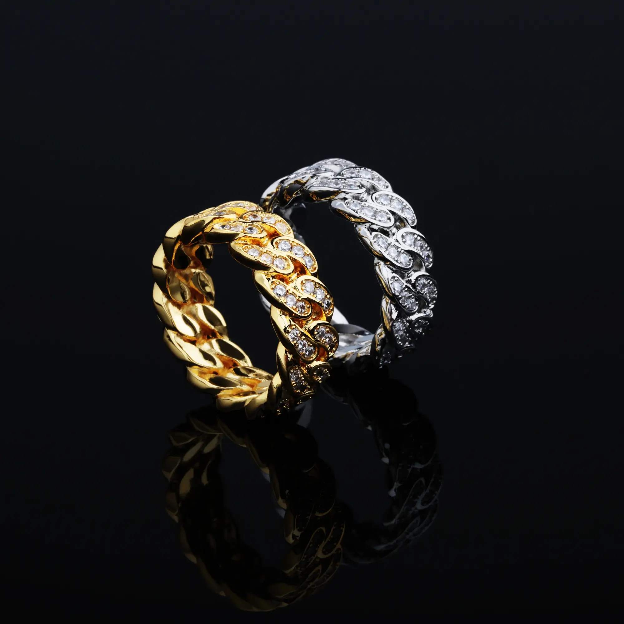 Full zircon Cuban ring for men, simple women inlaid with zircon, European and American hip-hop fashion men's ring, high-end fashion couple ring celtic  knot  ring three  finger  ring permanent  ring silicone  rings