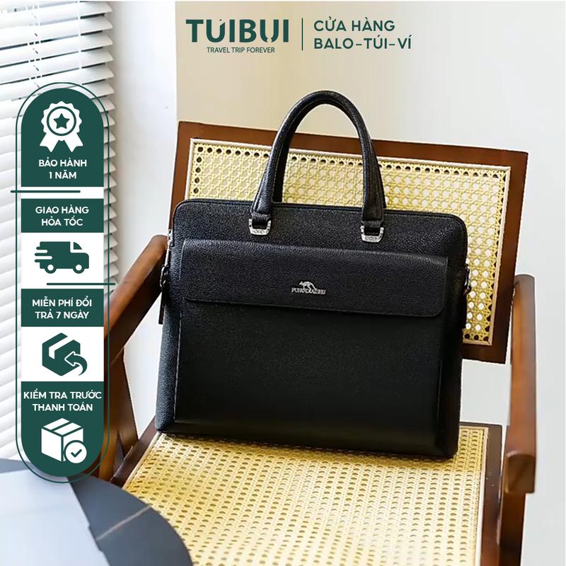 Cặp da nam công sở, văn phòng, giám đốc, giáo viên, ngân hàng, bất động sản đựng máy tính, laptop tài liệu A4 chất lệu da PU chống nước thương hiệu PUFANDAISHU