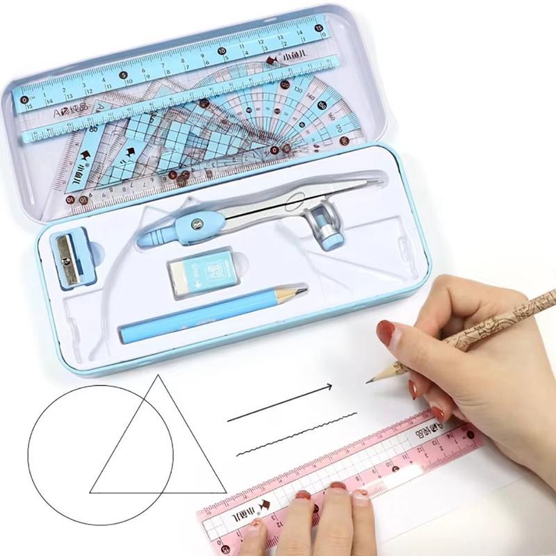 8Pcs/Set New Multi-Function Ruler Compass Set Sharpener Meta - TikTok ...