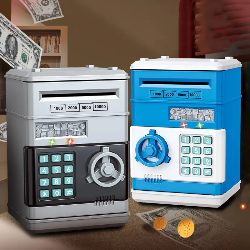Piggy Bank, Reka Bentuk Kreatif, Automatik, Saiz Mini, untuk Syiling dan Tunai, Kotak Simpanan Wang, dengan Kata Laluan dan Kunci Kod, Bank Syiling, ATM, Sesuai sebagai Hadiah Kanak-kanak