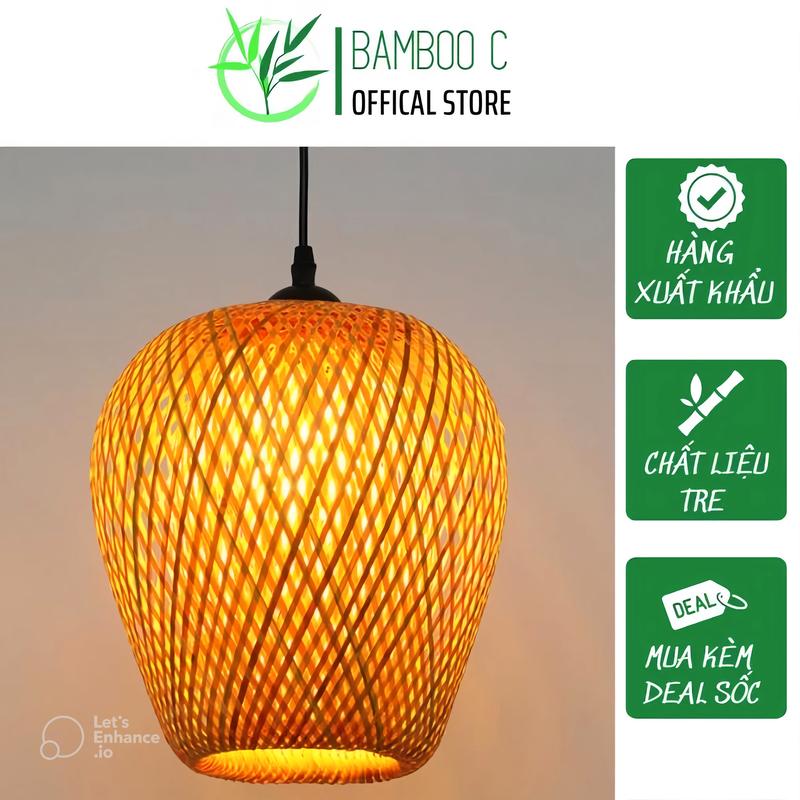 Đèn tre tròn 2 lớp, đèn treo, đèn lồng mây tre đan trang trí khách sạn nhà hàng quán cafe nhà hàng (nhót ngắn)