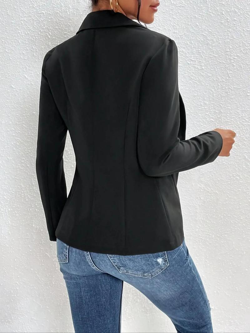 Product Introduction of Women's Solid Button Front Blazer, Long Sleeve Lapel Neckline Blazer, Women's Clothing for Work Office Business 2