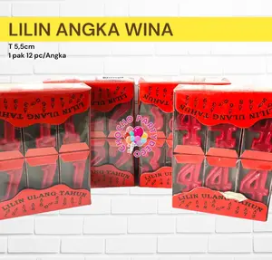 [1pak-12pc] Lilin Angka MERAH WINA lilin angka murah lilin angka merah wina Taruna