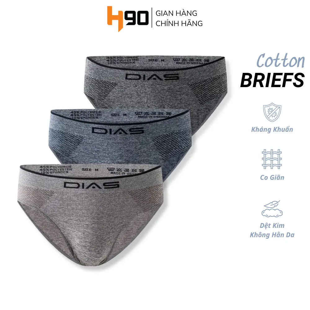 Quần Sịp Tam Giác Nam DIAS Cạp Liền, Chất Co Giãn 4 Chiều Khảng Khuẩn Cực Tốt W020 Menswear Quần Boxer Quần Lót