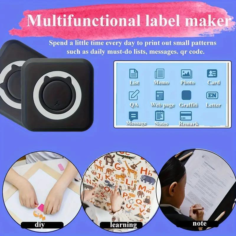 Portable Thermal Printer, 1 Count USB Rechargeable Wireless Label Printer with 1 Roll Print Paper, Bluetooth-compatible Label Maker for Home, School, Office 6