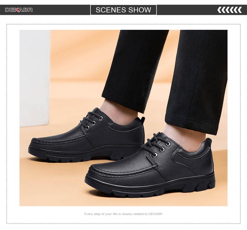 Product Introduction of DEKABR New Lace Up Fashion Genuine Leather Casual Men Shoes Designer Comfortable Breathable Loafers Driving Shoes Big Size 37-50 52