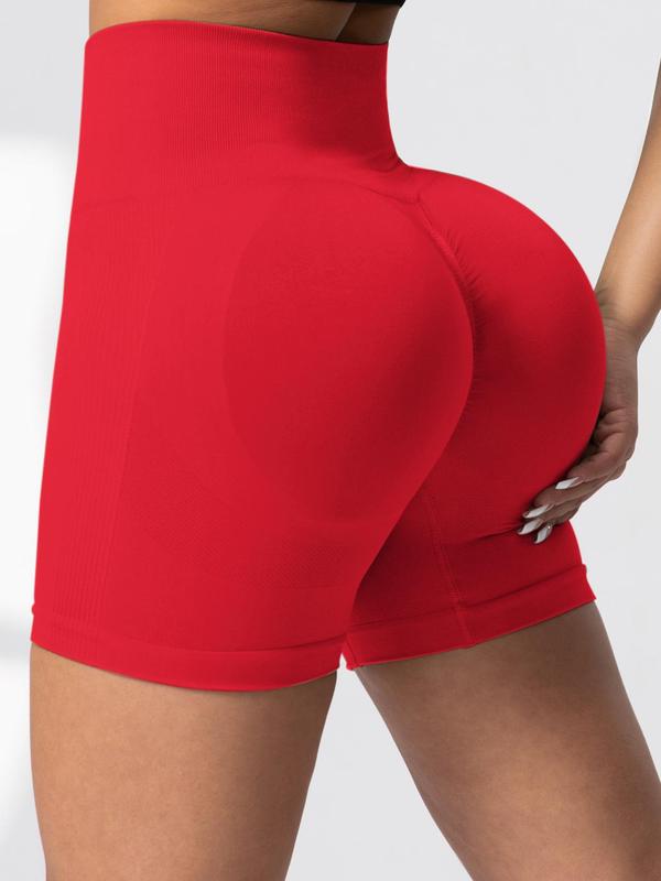 Women's Solid High Waist Biker Shorts, Casual Comfy Breathable Skinny Shorts for Yoga Gym Workout, Ladies Summer Bottoms, Activewear 4