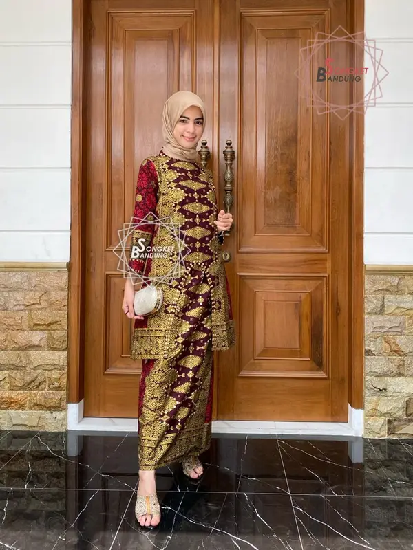 Setelan Diandra Tunik Rok Motif Songket Printing atasan baju Cewek Katun Panjang Tunik Wanita Batik Bawahan 1