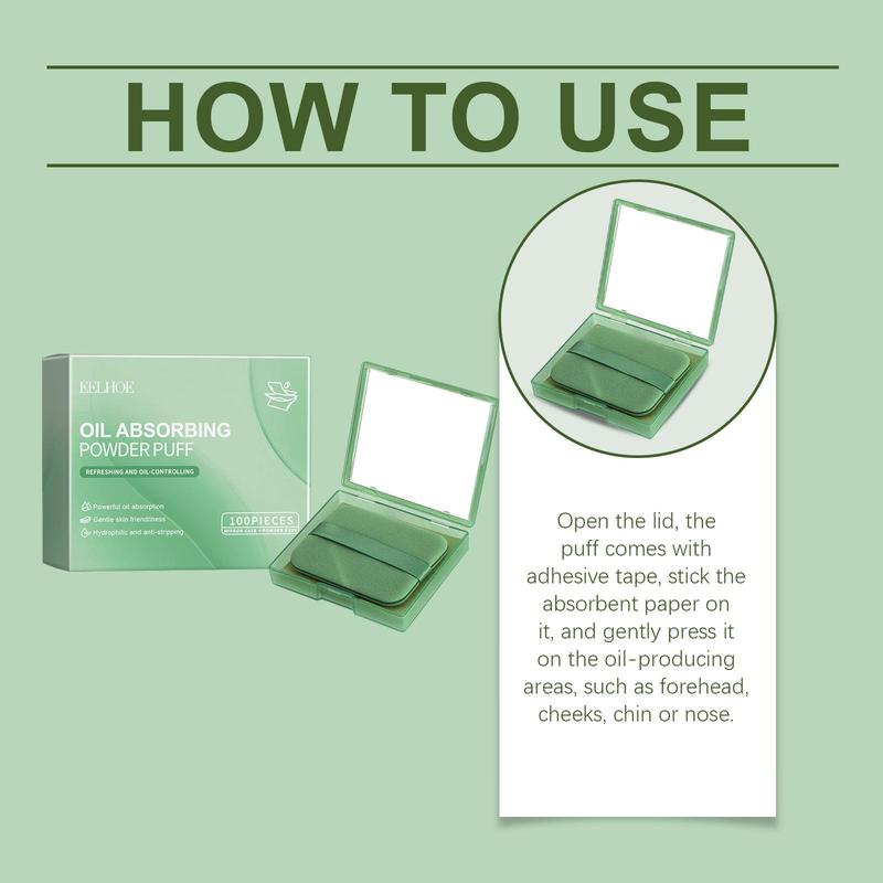 Product Introduction of Oil Absorbing Powder Puff With Mirror, 1 Box Portable Compact Oil Absorbing Sheet With Powder Puff, Makeup Tool For Women & Girls 2