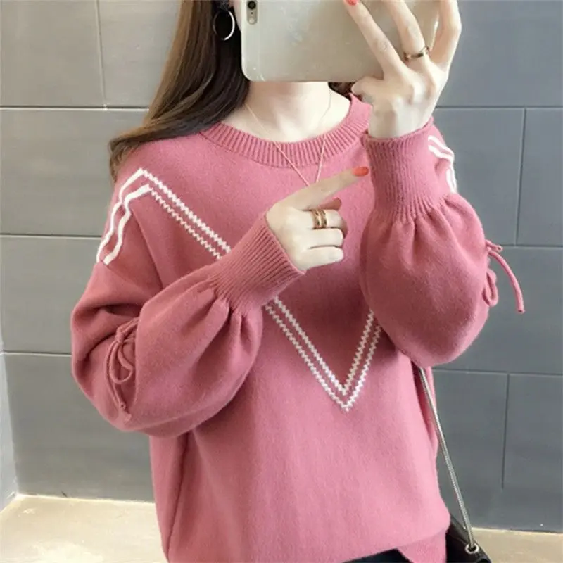 Áo Len Phong Cách Hàn Quốc, Hàng Mới Về Thu 2024, Dễ Phối Đồ Cổ Tròn, Dáng Rộng Vừa Vặn, Áo Len Nữ Áo Chui Đầu Ngắn, Thích Hợp Làm Lớp Cơ Sở, Áo Trên