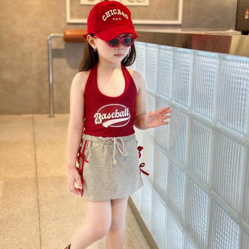 [MỘC BABY STORE] D26 Set váy trẻ em 3 chi tiết gồm váy +áo ba lỗ +kèm nón sang chảnh cho bé gái siêu đáng yêu 10-30kg Bikini - Sandal