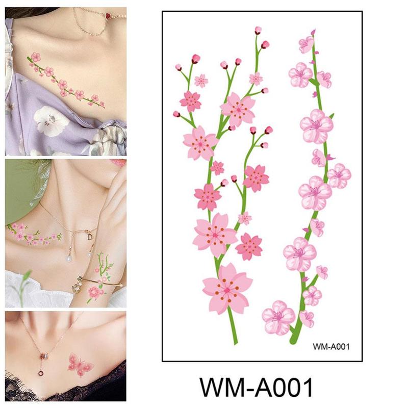 Product Introduction of Waterproof Temporary Tattoo Sticker Sexy Beautiful Sakura Flower Collarbone Arm Hand Body Art Flash Tattoo For Girls Women 14