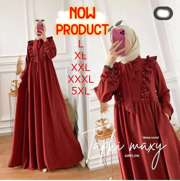 GAMIS Murah TERBARU KEKINIAN VIRAL CRINCKLE AIRFLOW TAPAKI MAXY L XL XXL XXXL 4XL  LD UP TO 140 Casual Dress Muslim Syari Wanita Kondangan Maxi Lebaran Pesta Crinkle Simple Dewasa Remaja Mewah Nyaman Panjang