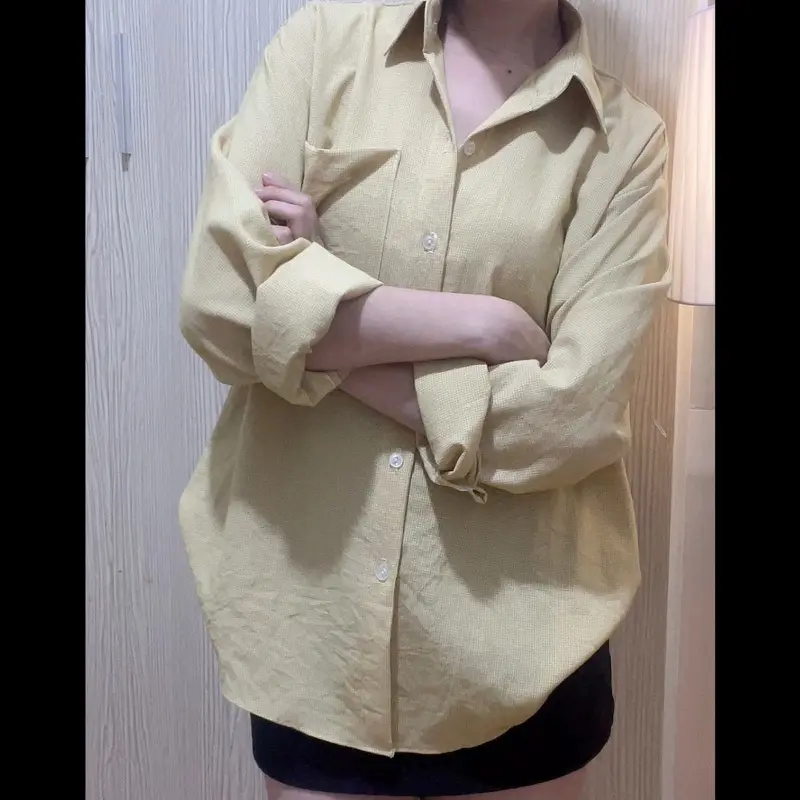 [Xả kho] sơ mi caro yellow form rộng tay dài