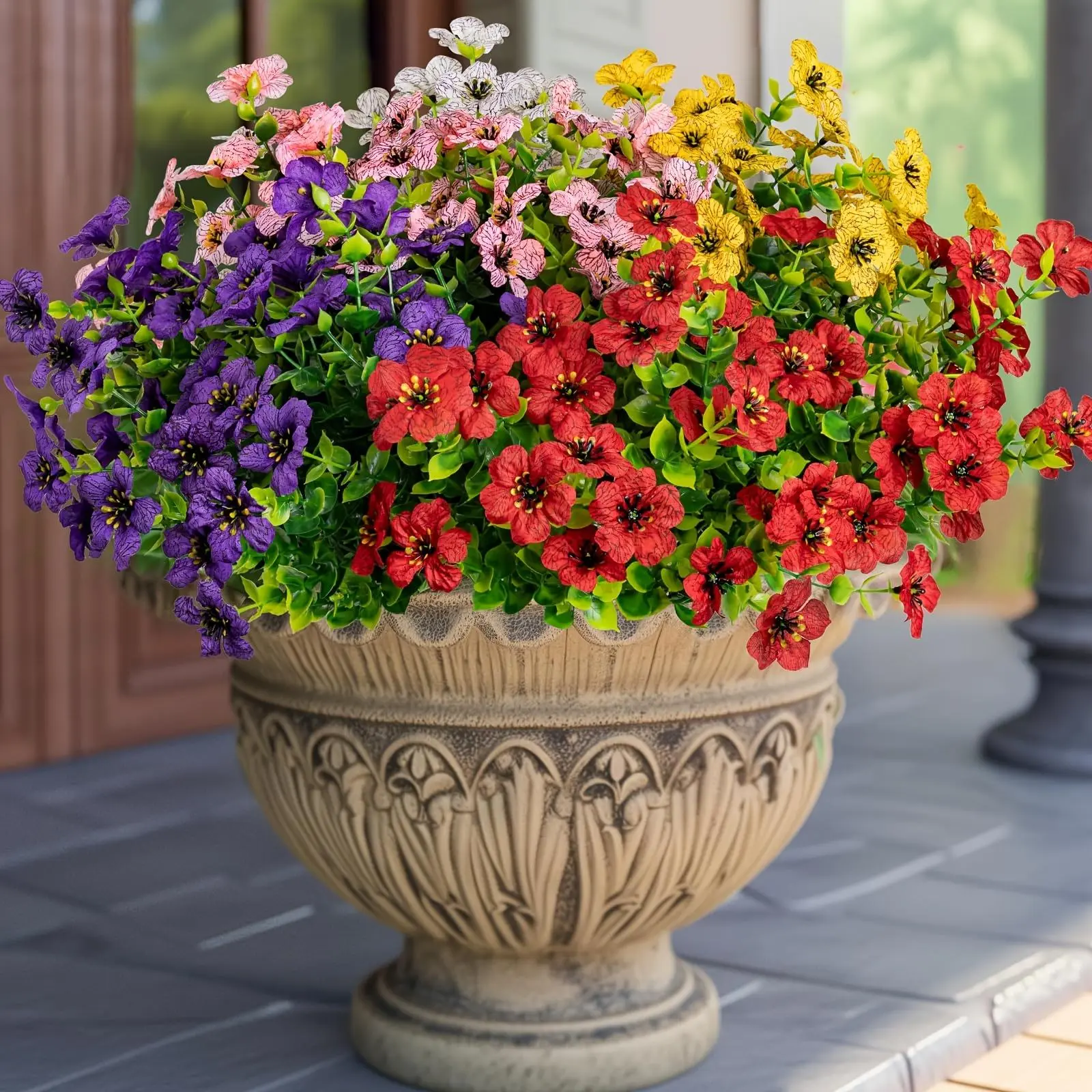 Artificial Flower Pot, 10pcs/set Outdoor Artificial Flower Pot, Decorative Flower Pot for Home Garden Yard, Home Decor Supplies, Plant