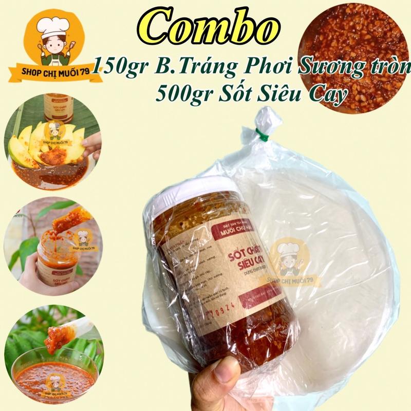 Combo bánh tráng phơi sương 150gr chấm sốt muối chú Hải siêu cay ( bánh + sốt SC )