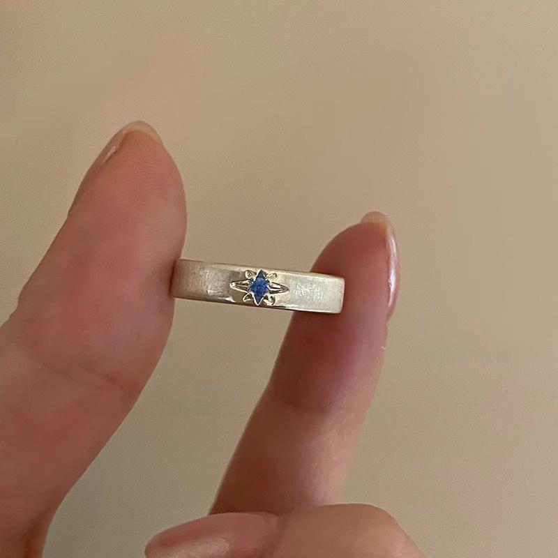 Product Introduction of Sea blue, cross, brushed, zircon, ring, female niche design, couple index finger ring ins style, simple temperament, ring, trend personality versatile 13