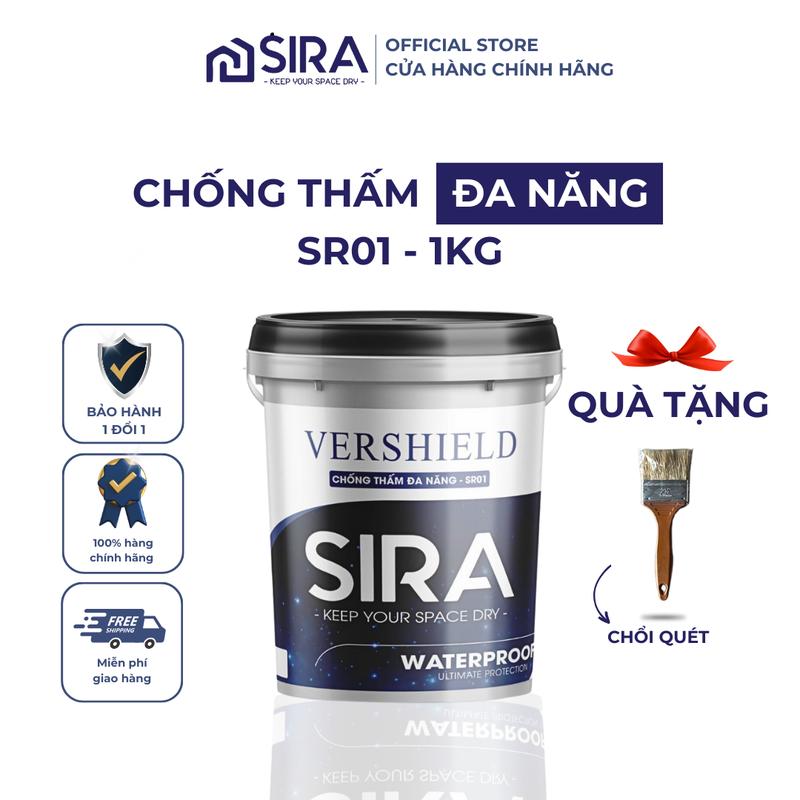 1 KG Sơn chống thấm SIRA Đa năng SR01 - Sơn chống thấm sàn mái tường trong trần nhà bể nước gạch men - KOL