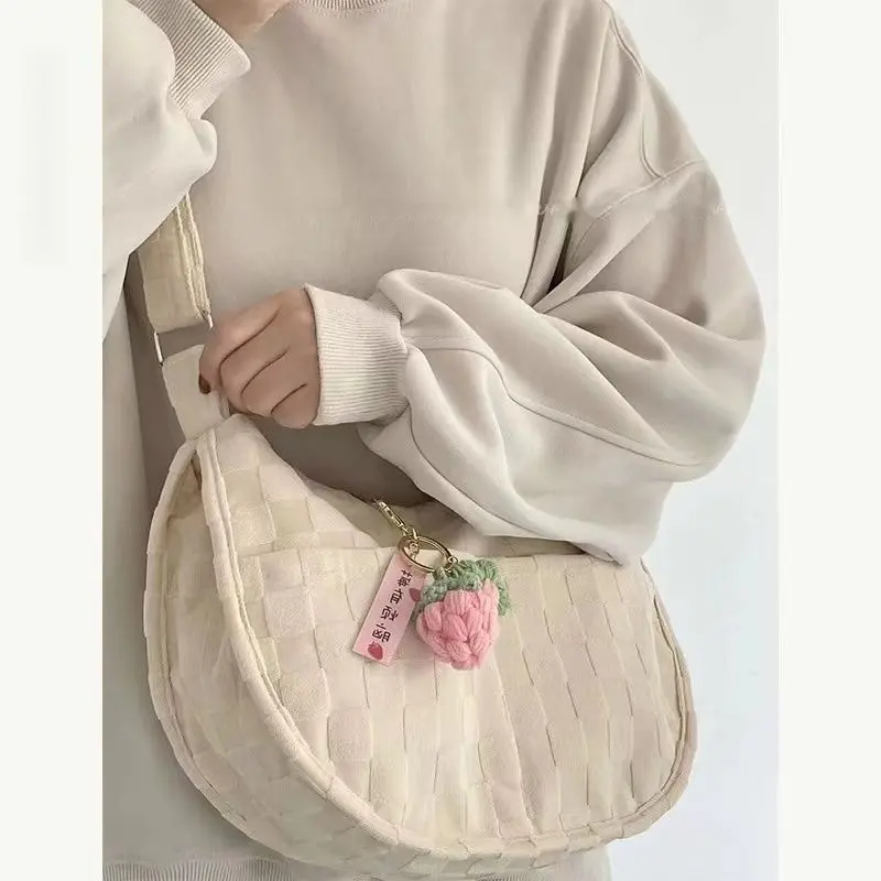 Túi Đeo Chéo, Hàng Mới Về, Sức Chứa Lớn, Làm Bằng Vải Bố, Thời Trang Thường Ngày Thích Hợp Cho Học Sinh, Túi Đeo Vai Và Đeo Chéo, Túi Bánh Bao Nữ Hoa Tote Bag Lady Chữ Nhật