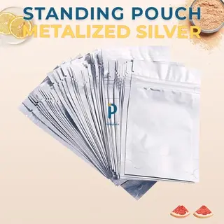 Standing Pouch Plastik Metalized Silver 20X30cm Kemasan Yin Yang Isi 10Pcs 4