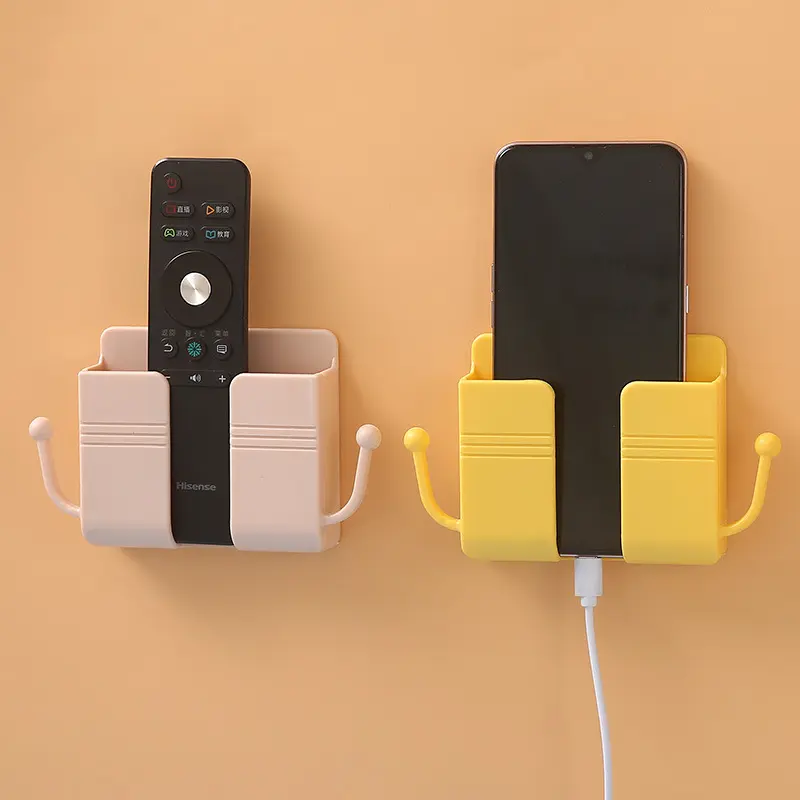 Hộp lưu trữ bảng điều khiển từ xa, Treo Tường, cho điều khiển từ xa TV và điều hòa không khí, Thích hợp cho đầu giường, sạc Điện Thoại Di Động và móc treo đồ, có giá đỡ Lắp Ráp 1