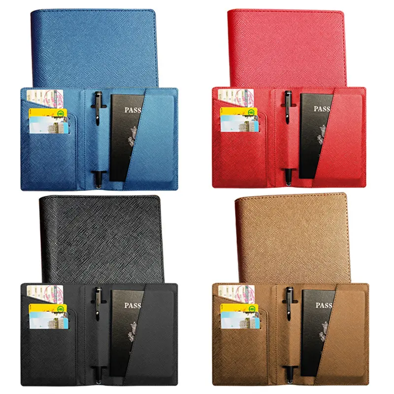 Women Men PU Leather Passport Covers Multi-Function Travel ID Card Holder Protector