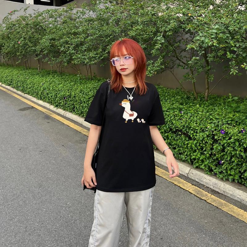 Áo Thun Nam Nữ Form Rộng Cotton Tay Lỡ Áo Phông Cổ Tròn Basic Tee Oversize Trend Hè - Vịt Mẹ