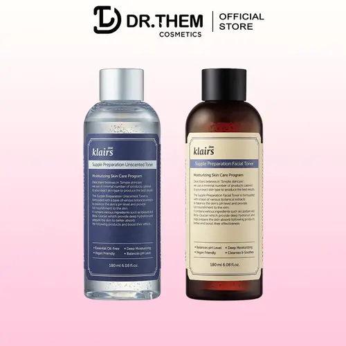 Toner Klairs - Nước hoa hồng Dear, Klairs Supple Preparation Unscented / Facial Toner 180ml (Không Mùi / Có Mùi)