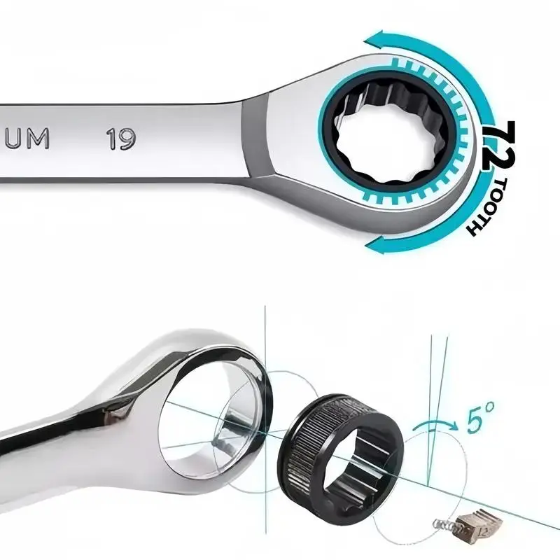 14mm Metric Ratchet Wrench, Carbon Steel Double End Wrench, Quick Mechanical and Automotive Repair Wrench, Fixed Head Wrench, Ratchet Combination Wrenches, High Quality Hardware, Hand Tools 2