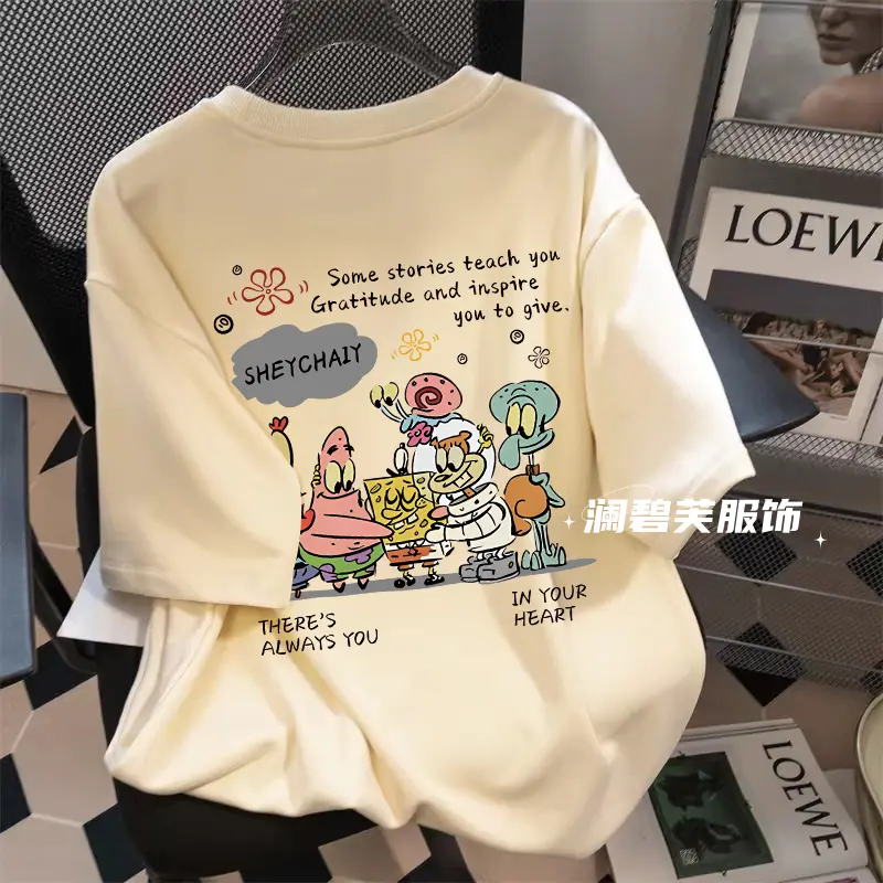 100% Non-Pilling Paida Star Short-Sleeved T-shirt Female Student Ins Summer 2023 New Korean Style Loose Cartoon Top