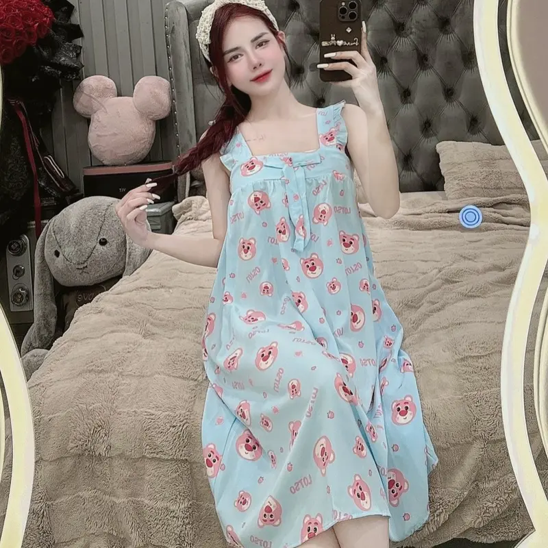 Đầm 2 dây cánh tiên chất lụa mango phom từ 40-70kg Nhung Dress Đầm Ngủ 1