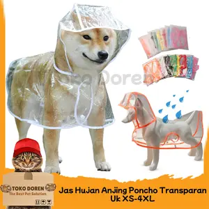 Jas Hujan Anjing Transparan / Dog Raincoat Hooded Waterproof Rain Poncho Jacket