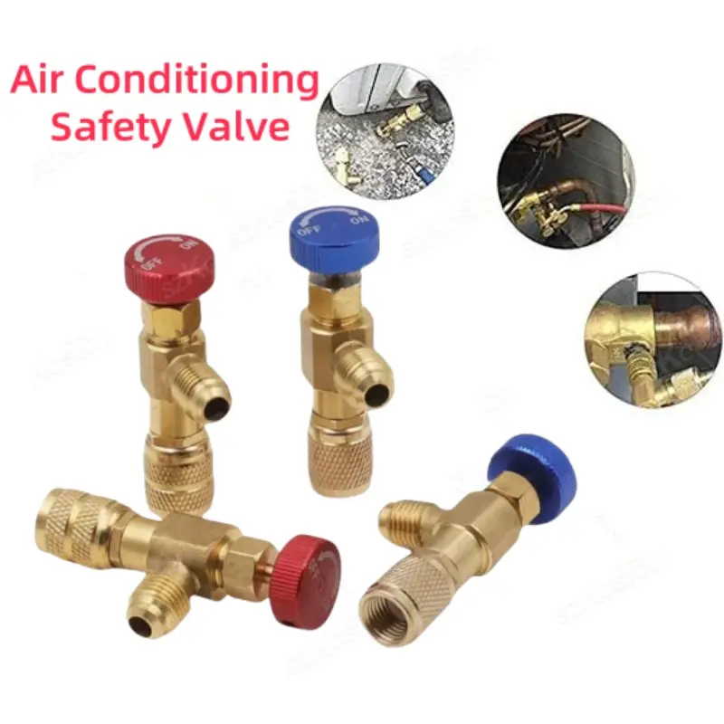 Liquid Safety Valve R410A R22 Air Conditioning Refrigerant 1/4" Safety Adapter Air Conditioning Repair And Fluoride Safety Valve