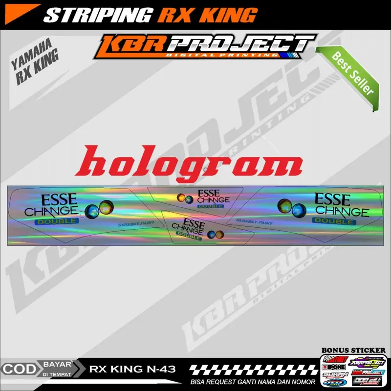 RX KING ESSE STIKER  STRIPING PREMIUM MOTOR KEREN LIS VARIASI YAMAHA N.43 HOLOGRAM TRANSPARAN COD Motorcycle 4