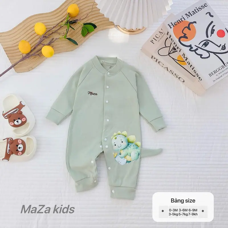Bộ body body dài tay nỉ bé trai bé gái sơ sinh Mazakids phối đuôi cún chất nỉ nhung mềm mịn giữ ấm cho bé 3