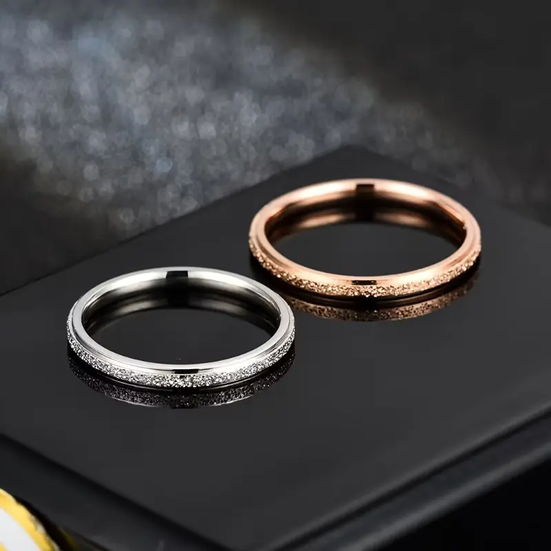 A Classic And Simple Personalized Ring For Women With A 2mm Wide Stainless Steel Band And Pearl Sand. 4