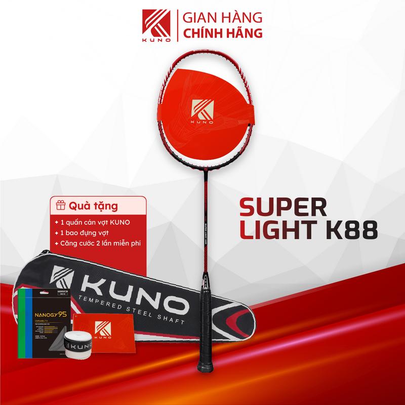 Vợt Cầu Lông KUNO Super Light K88 Full Cacbon, Công Thủ Toàn Diện, Tặng 1 Quấn Cán, 1 Bao Vợt, Căng Sẵn 11kg Sport
