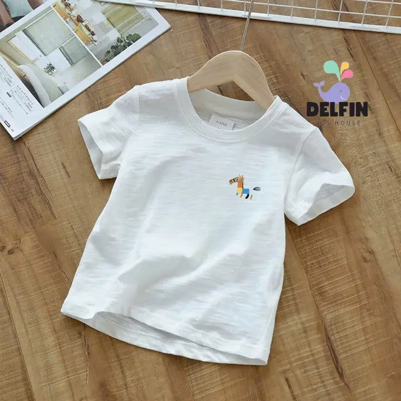 Áo thun bé trai Delfin Kids, chất liệu xược giấy, in hình xinh xắn, size 10-30kg 4