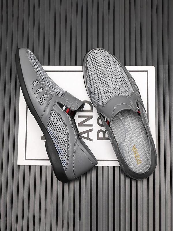 Men's Casual Hollow Out Design Slip on Flat Shoes, Fashionable Breathable Comfortable Soft Sole Shoes, All-match Commuter Shoes for Work & Daily Wear, Boy 7