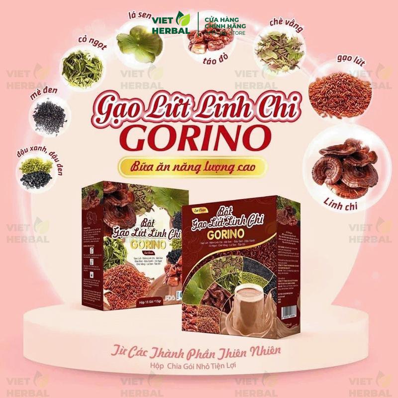 [Trên 99k tặng bình cách nhiệt] Bột Gạo Lứt Linh Chi Táo Đỏ Mè Đen Gorino Ngũ Cốc, Ăn Kiêng, Lợi Sữa, Thay Thế Bữa Ăn Food