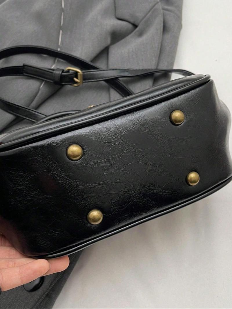 Product Introduction of Fashionable Elegant Adjustable Strap Rivet Design Crossbody Bag for Daily Used, Casual Trendy Versatile High-quality Daily Commuting Bag, Sling Purse 8