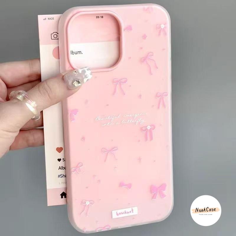 Noah.2022 Nơ Hồng Ốp Lưng Cho iPhone 17 air 16 11 13 12 14 17 Pro Max XR XS X Max 11 16 7 15 8 12 13 Plus Mèo và Chuột IMD Mềm Màu Kẹo Ngọt Thời Trang Giá Rẻ